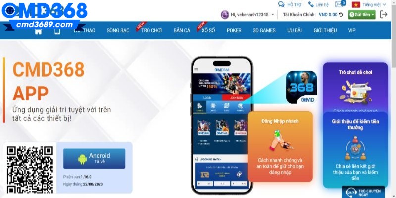 Giới thiệu về tải app CMD368