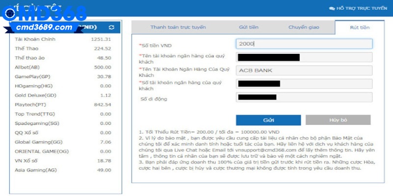 Lợi ích của việc rút tiền CMD368