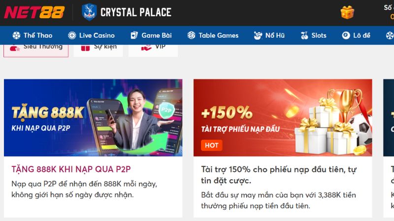 Các chương trình khuyến mãi đặc biệt tại Net88 và WE88